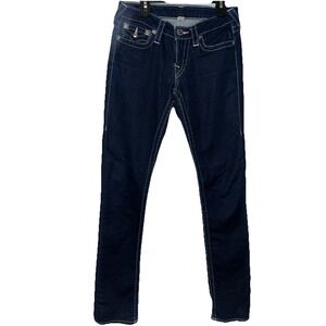 True Religion Jeans Slim Straight Dark Wash Denim Women's Size 27 Low Rise